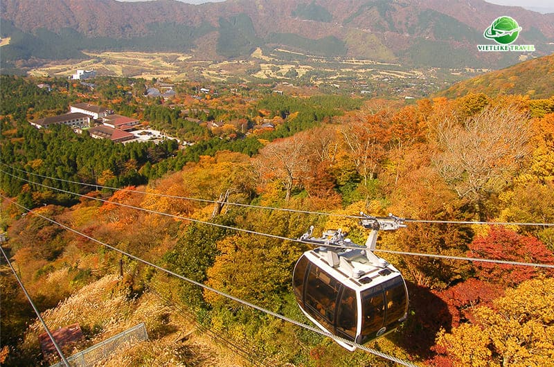 Trải nghiệm cáp treo Hakone trong tour Nhật Bản mùa thu